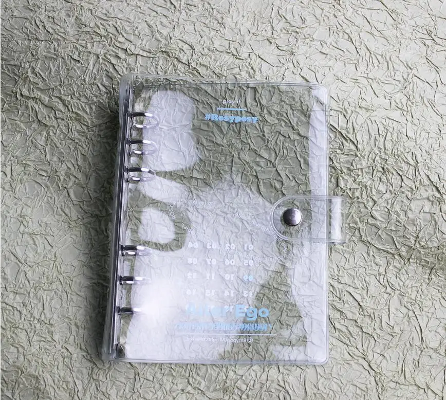 Transparent 6-Ring Binder Covers Clear PVC Notebook Loose Leaf Binder Round Ring Protector