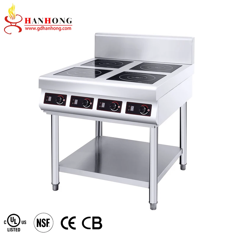 Restaurant 380v big power Commercial Freestanding Stainless Steel 3500W 4 Bunrer Electric Induction Cooking Stove Cooker