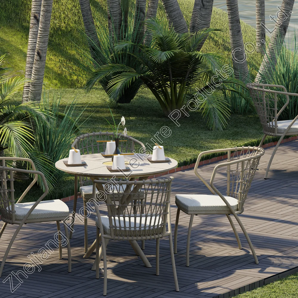 Factory Hot Sale 5 pieces Aluminum Frame Patio Dining Set For Resort