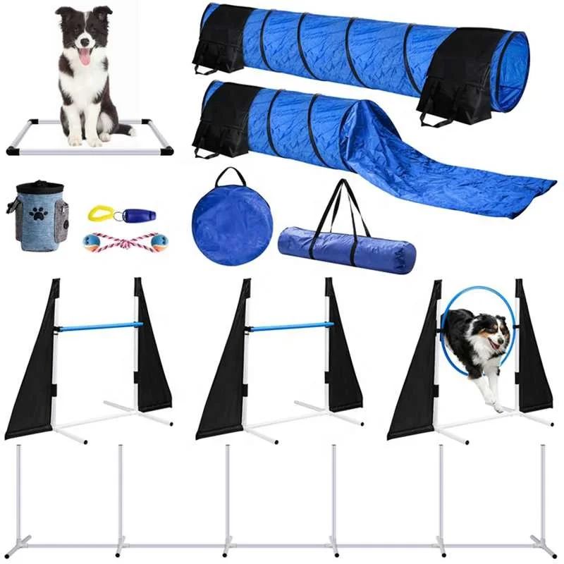 Custom Hot-selling Dog Agility Training Equipment Tunnel Poles Hurdles Exercise Pet Obstacle Course Agility Pet Training Set