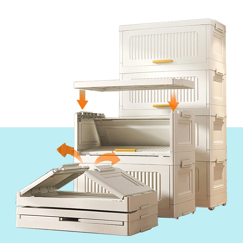 Cabinet Grocery Shoes Toys Folding Foldable Clothes Boxes Organizer Storage Container 6 Layers Boxes Bins with Lid for Clothes