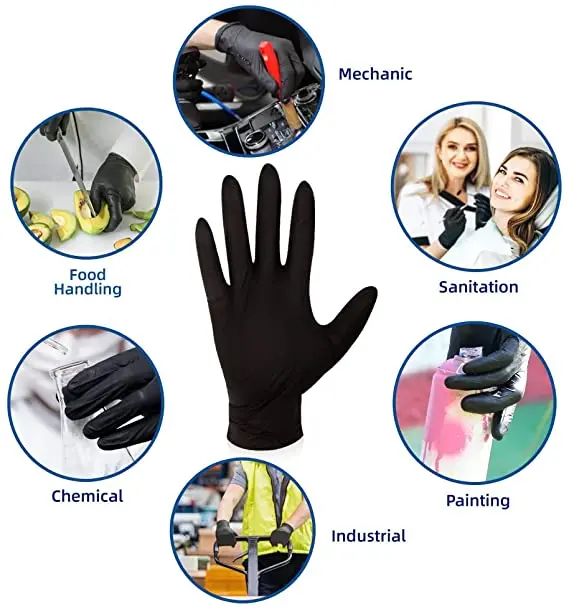 Food Grade Plastic Black Vinyl Disposable Gloves Wholesale Manufacturer