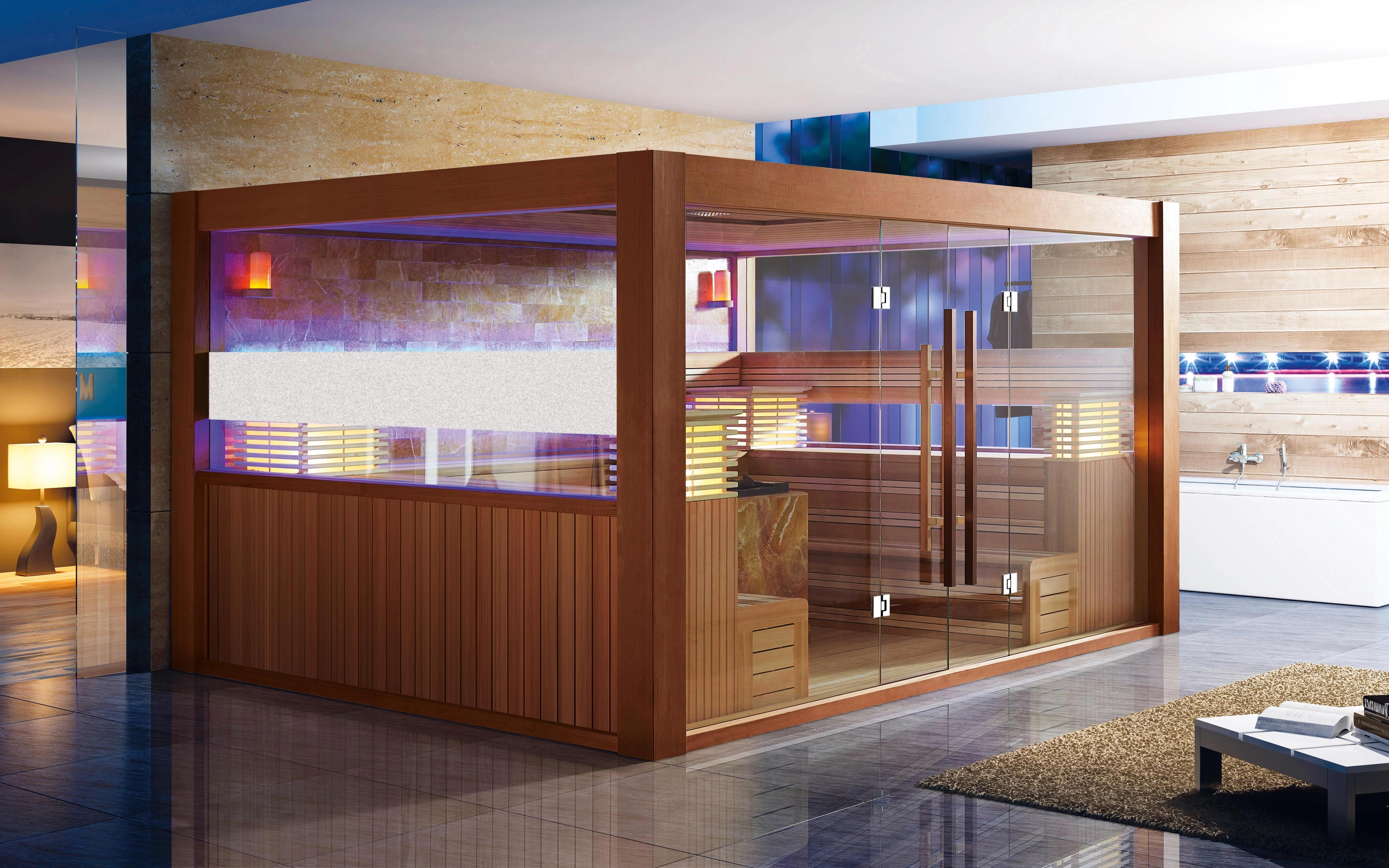 MEXDA 6-10 Person Canadian Red Cedar Sauna Large Size Sauna Room for Sale Dry Steam Sauna WS-1400