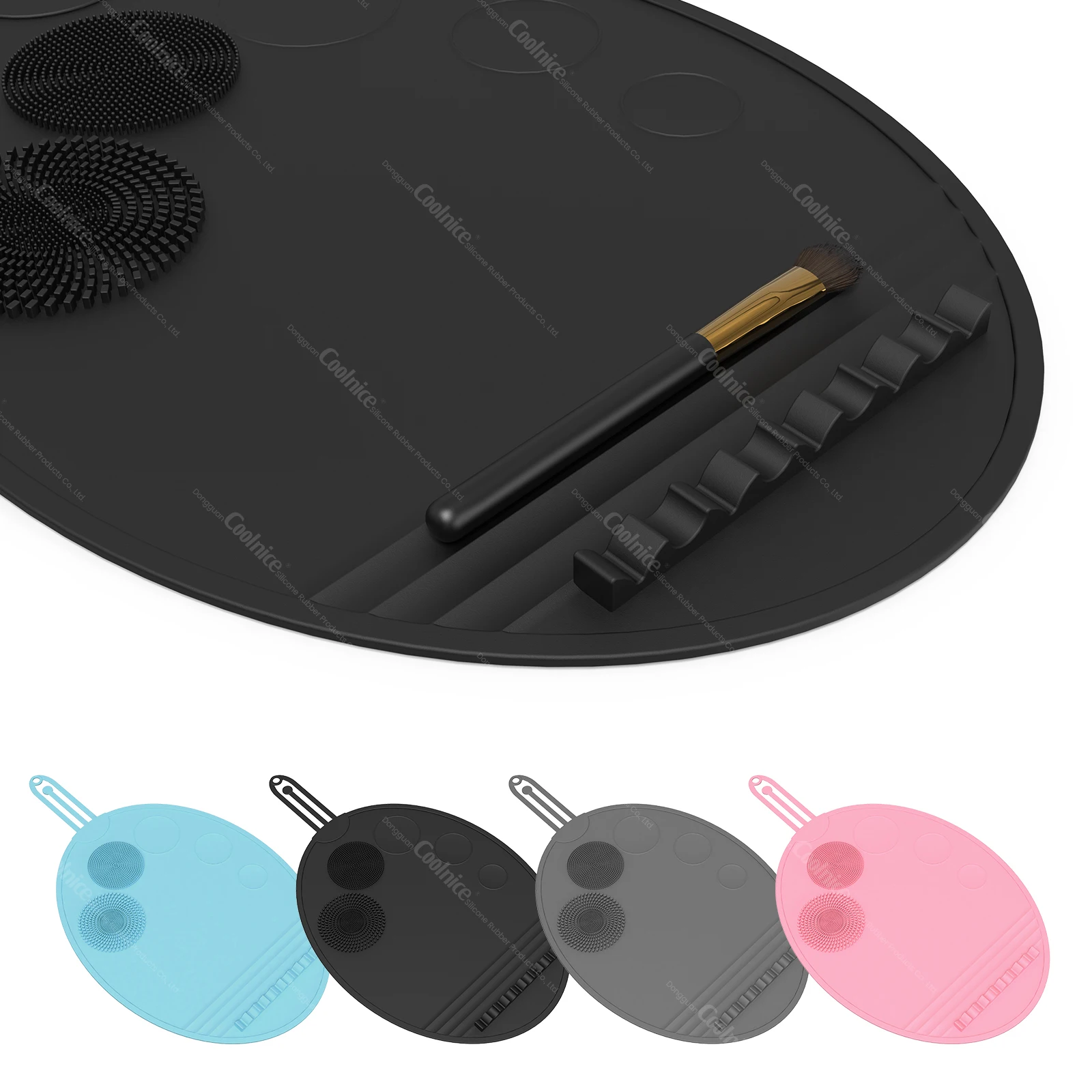 3 in 1 Silicone Makeup Mat with Brush Cleaner and Vanity Protector Design for Mixing Foundation Eye Shadow Nail Art Gel