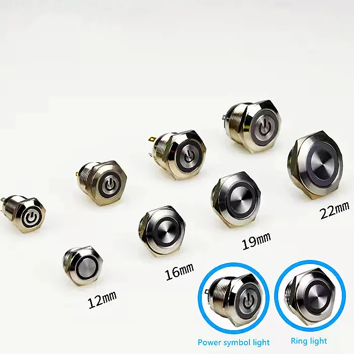 12/16/19/22mm Push Button Switch Oxidized Black Momentary Latching Fixed On Off Power Switch LED Light computer desktop case
