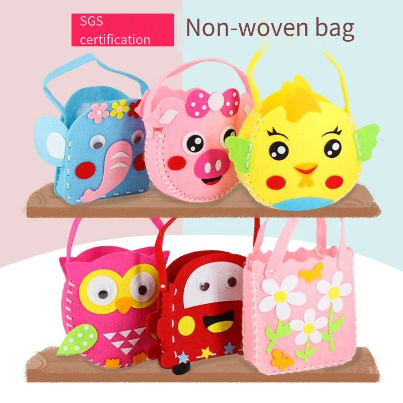 OEM Children Diy Toys Handmade Bag Cute Handmade Carrying Bag Non-woven Material Fabric DIY Bag Filled Candy Diy Toys With Candy