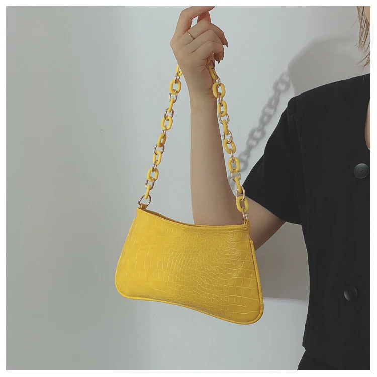 2021 Luxury Crocodile Pattern Crossbody Bags Mini PU Leather Shoulder Bag Women Chain Designer Armpit Bags Female Phone Handbags