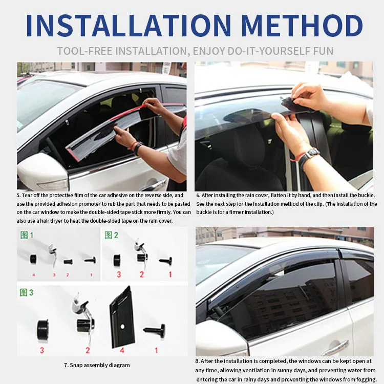 car  weather rain shields window visor for  toyota  Fortuner 2016 door visor