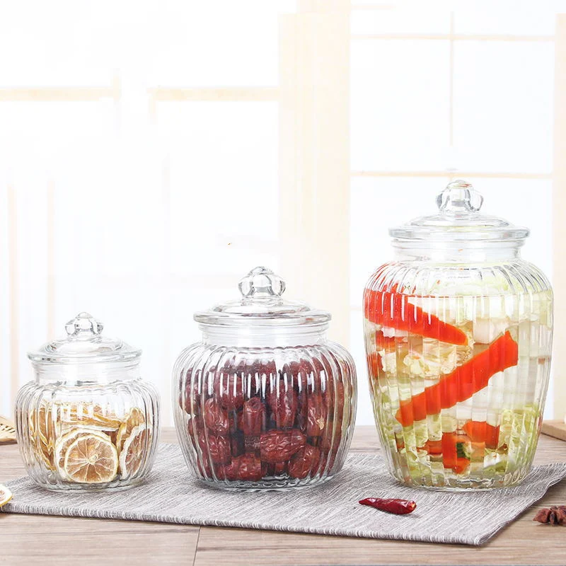 Glassware Home Decoration Pumpkin Shape 550ml 1000ml 1500ml Food Storage Glass Candy Jars with Lids