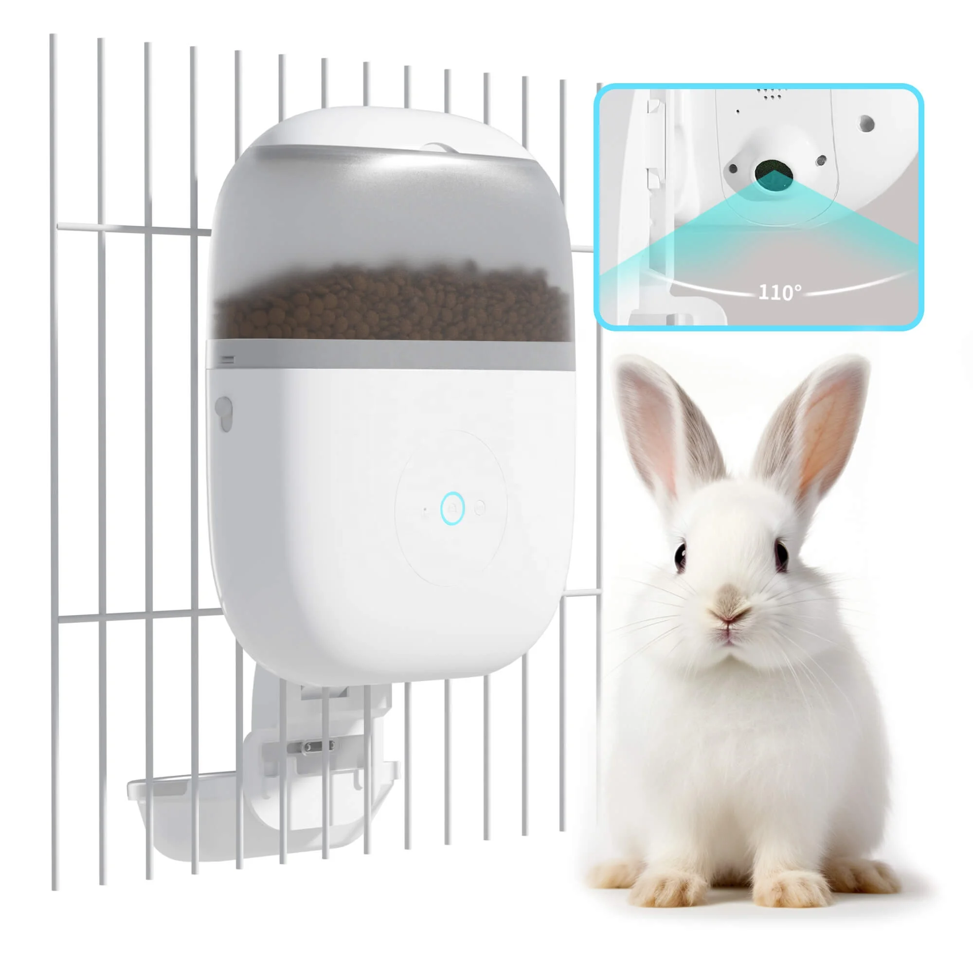 Petwant Factory Wholesale 1.8L Hanging Cage 10 Meals Timed Automatic Pet Cat Rabbit Feeder With 2.4G/5G WIFI 1080P HD Camera