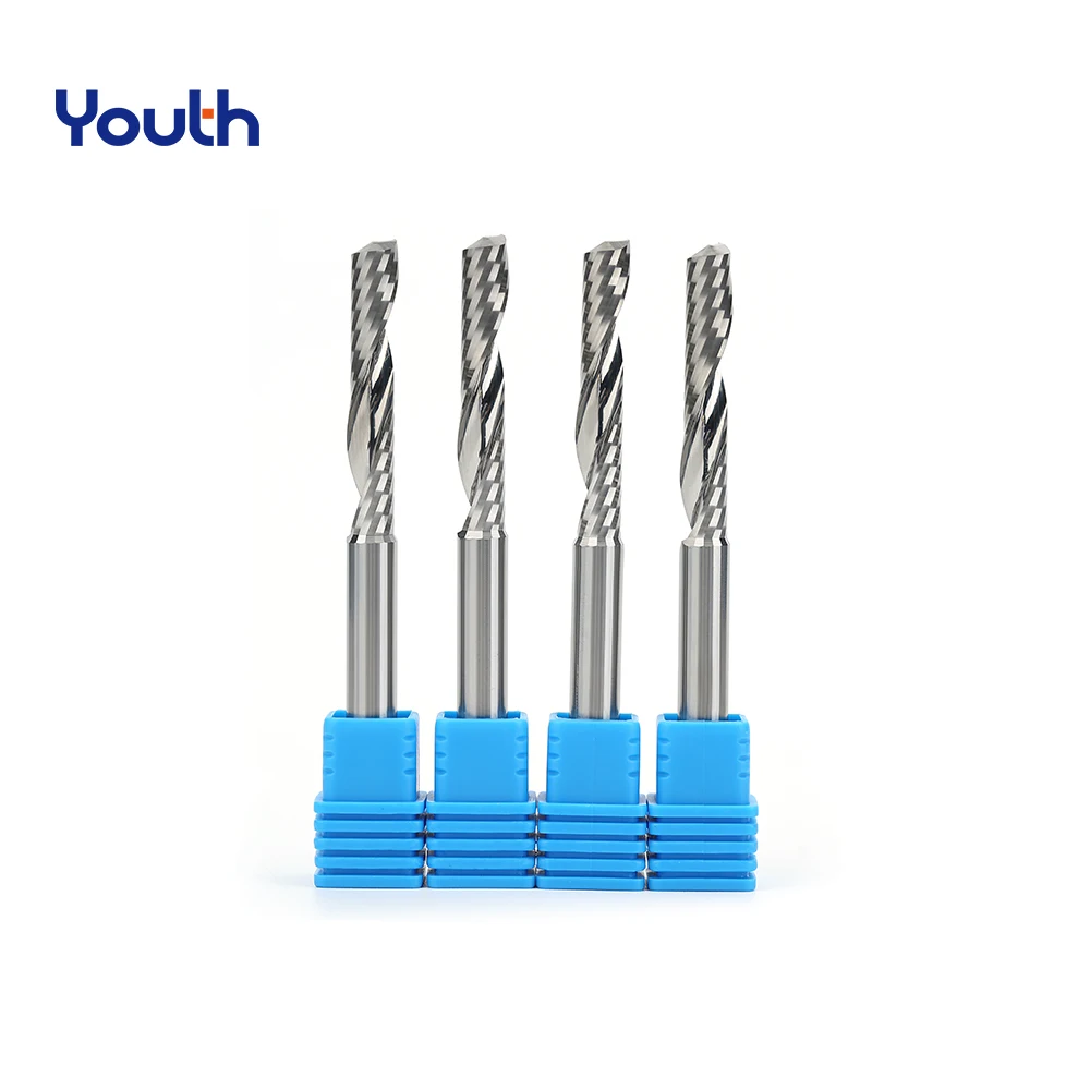 Youth single flute spiral end mill 3.175 shank spiral aluminum mill CNC 3D engraving carving bit for woodworking Fresa