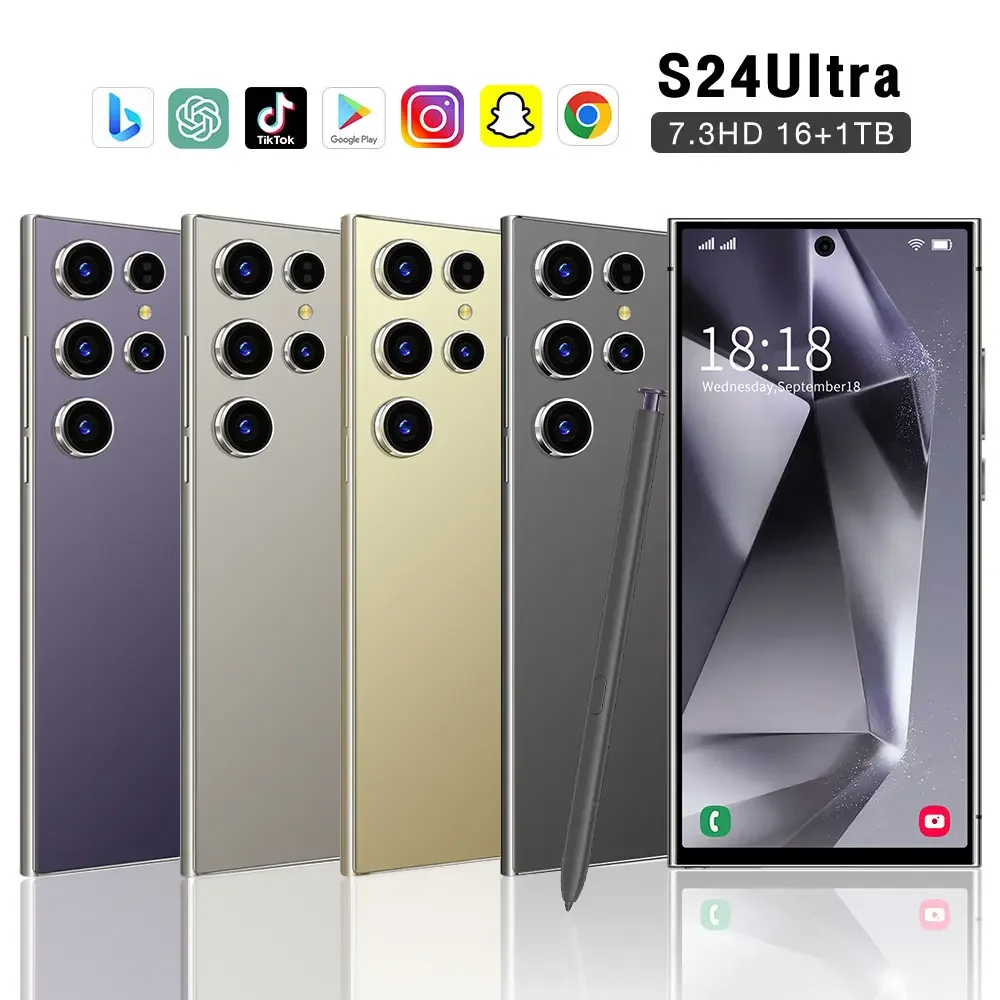 Sansun S24 Ultra Cell Phone 7.3 Inch Screen 8-core Dual Sim 4G 5G Brand New S24 ultra Clone Phone Android 13 Original Smartphone