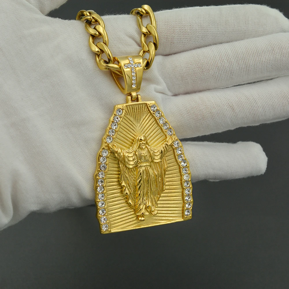 Best Selling Jesus Cross Sacred Heart Gold Plated Pendant Does Not Fade Jesus Pendant