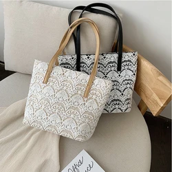 2022 OMOI Custom Plain Hand Made Canvas Lace Cotton Women Shoulder Bag Hand Bag Tote Bags With Custom Printed Logo For Women