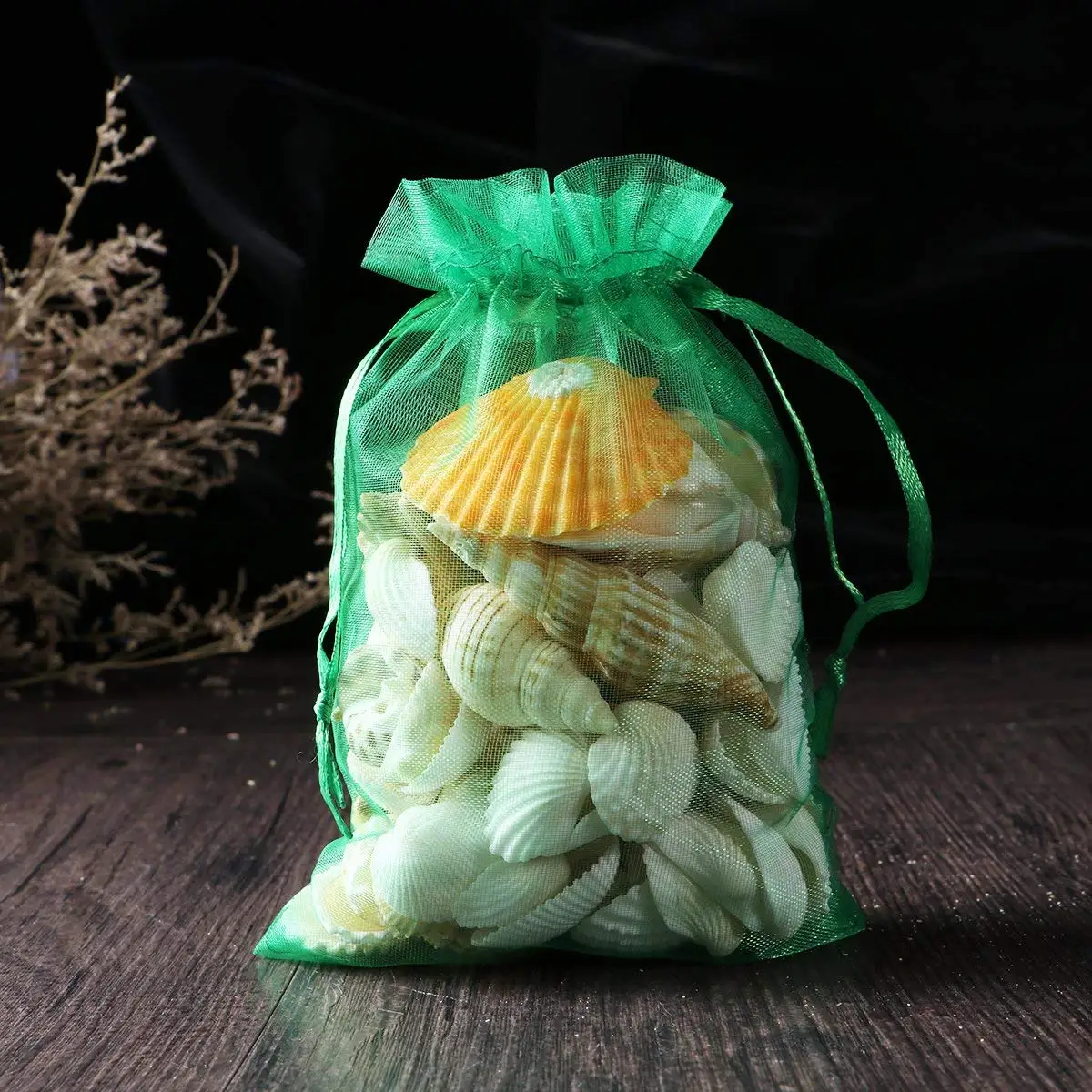 Mesh Green Clear Jewelry Gift Wrap Goody Package Sachet Drawstring 1000 Organza Bags for Baby Shower Christmas Party