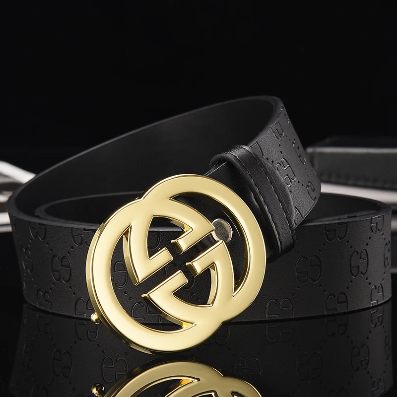 Hot sale Designer two layer cowhide  Fashion Women Belt for Men Wholesale Genuine Leather Belt