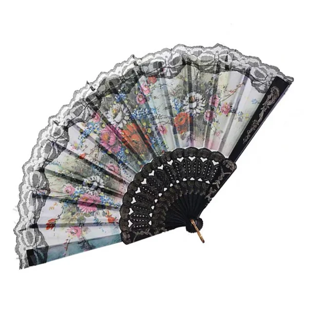 
Ткань с вышивкой с пластиковыми ребрами и атласным покрытием, новая модель 2021 года, со складным ручным вентилятором 