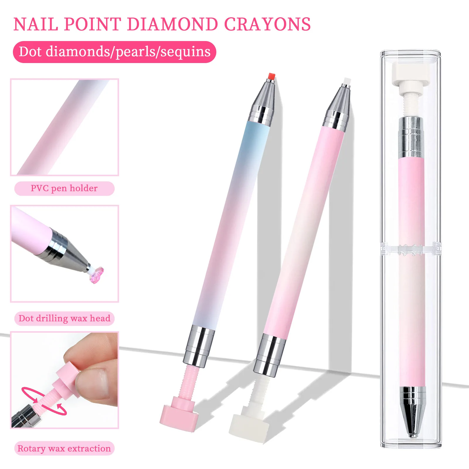 Nail Tool Replacement Wax Wick Sticky Pen Quickly Pick Up Diamond Rhinestone Rotary Wax Dot Pen