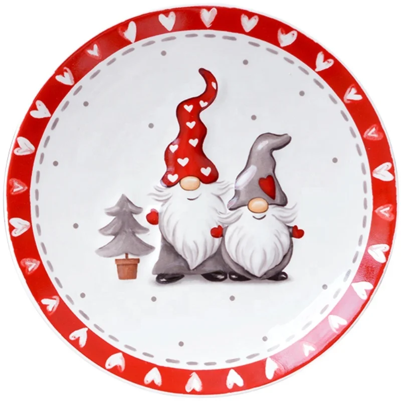 Ceramic Plate Dinner Plate with Cute Cat Design for Creative Cartoon Plate Dish Dinnerware Round Customized Pattern Kitchen