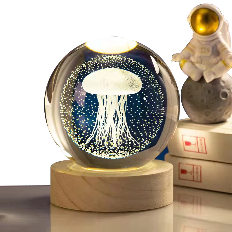 Engraving Customized Baby Photo Glass Ball 3d Interior Crystal Ornament Small Crystal Ball Luminous Night Light Ball