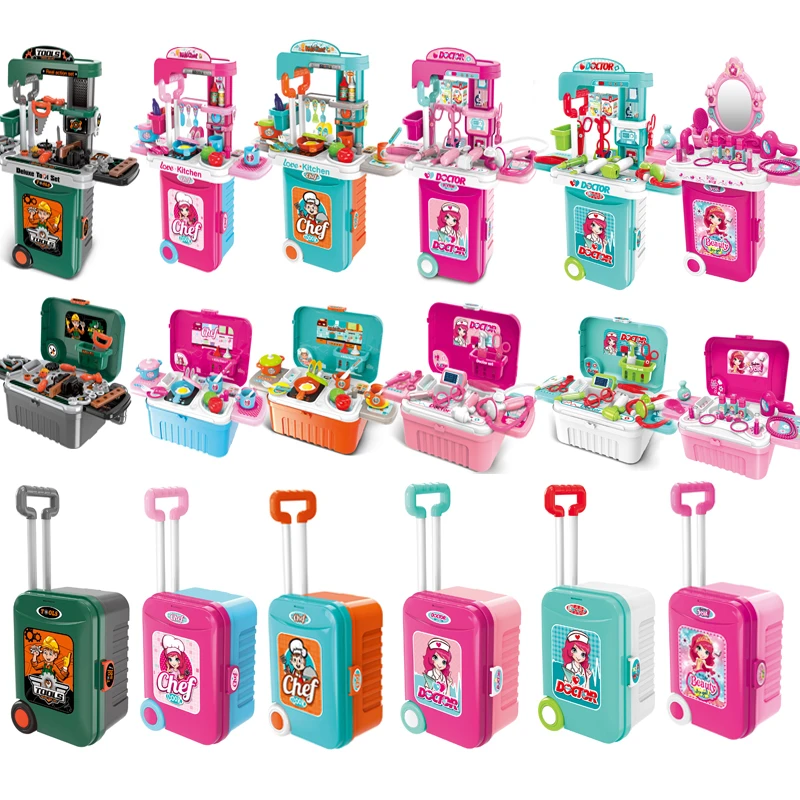 Лидер продаж Amazon, новый выпуск, тяговый стержень, туалетный столик, Дорожный чемодан, кухонные инструменты, коробка для хранения лекарств, детские игрушки для ролевых игр