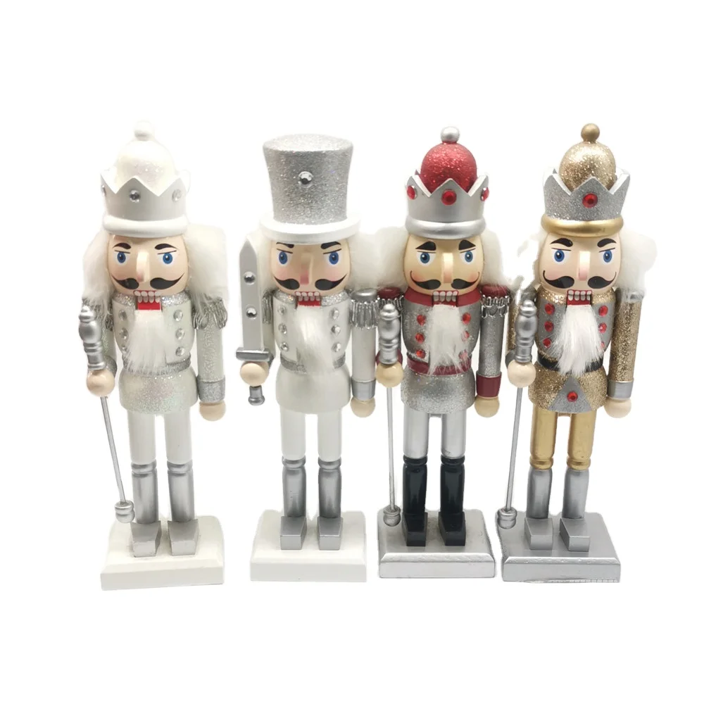New Product 10 Inches Christmas Nutcracker Soldier Wooden Sliver Soldier Nutcracker For Christmas Decoration