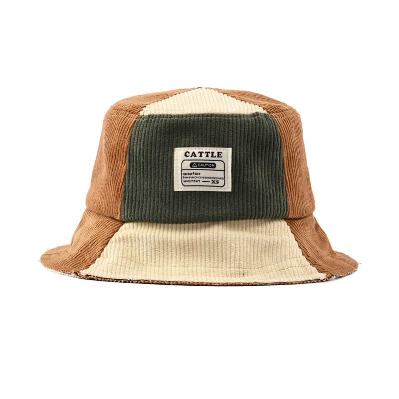 Custom Label Logo Luxury Multicolor Corduroy Bucket Hat Cap Fishing Winter Bucket Hats For Women Men