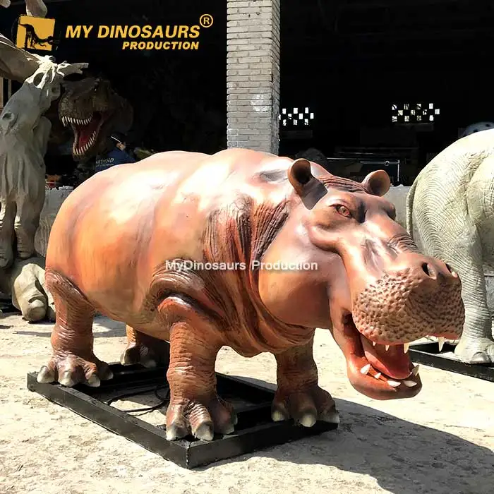 MY Dino FD025 Realistic Fiberglass Animal Statue Hippopotamus Sculpture