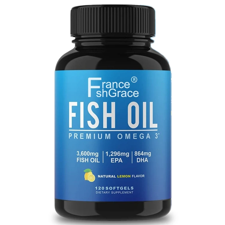 Omega-3 Fish Oil Concentrated Health Brain Heart EPA & DHA 3600 mg per Pill Gluten Free for Men and Women