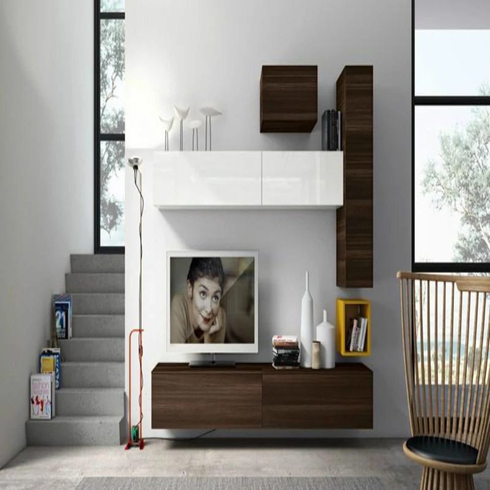 Foshan Factory Price Wall Mounted TV Cabinet Furniture TV Stand Modern Cabinet Wooden Display Cabinets