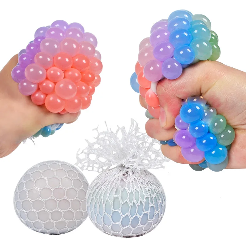Anxiety relief and sensory squishy Grape mesh stress balls fidget toys for kids