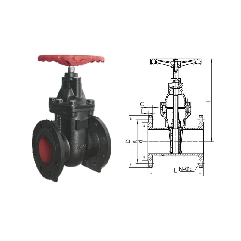 Z45T Hard sealed gate valve cast iron sand casting Rising stem gate valve handwheel double flange cast iron gate valve