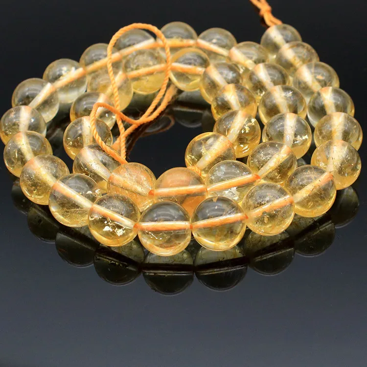High Quality Round Citrine Beads Lemon Rock Crystal Gemstone Loose beads Citrine Stone for Jewelry Bracelet Necklace Making