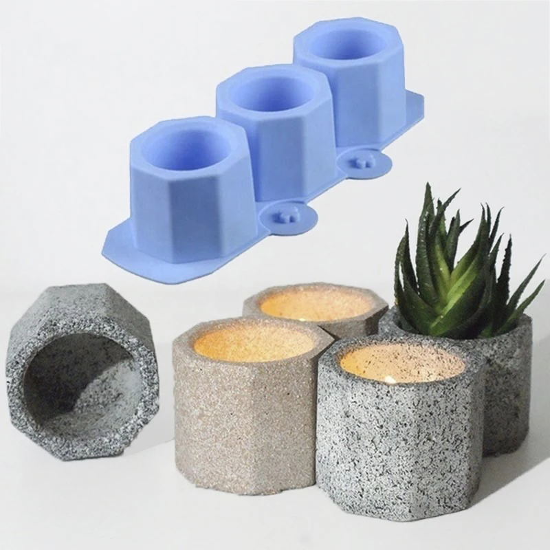 3 Holes Round Geometric  Vase Mold cake Molds Silicone  Aromatherapy Candle Decoration