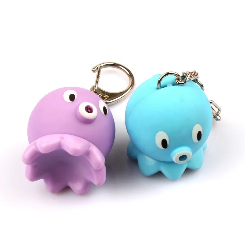 Personalized Custom Silicon Keychain Sound And Light Up Led Cute Octopus Keychain For Girl
