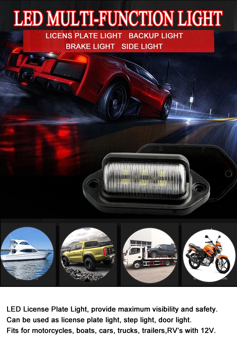 hot sale truck trailer reverse spare bar parts bumper car side lamp light Truck led License plate car light