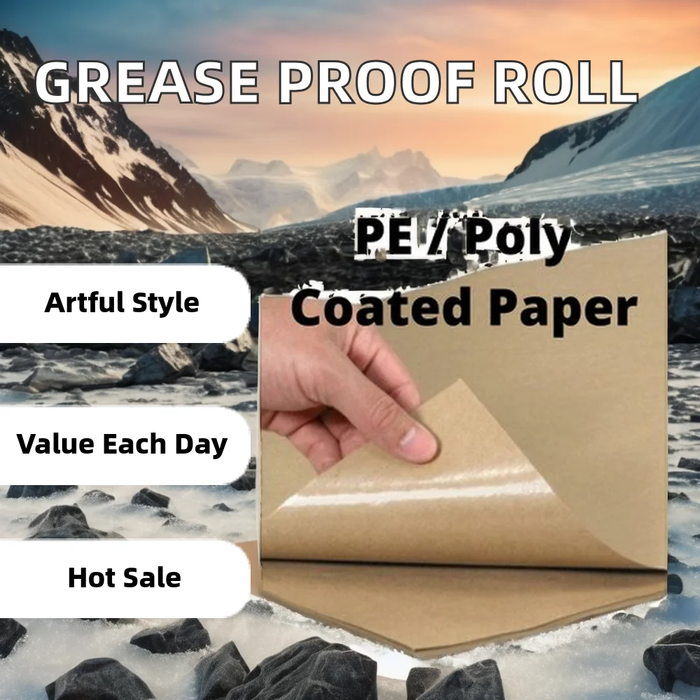 Custom Food-Grade PE Coated Paper Roll Sheet Grease Proof Kraft Pulp Offset Printing Compatible Customizable