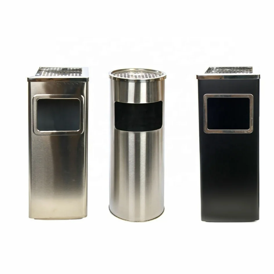 Rectangle Ashtray Bin Stainless Steel Ashtray Trash Bin Waste Cigarette Standing Bin
