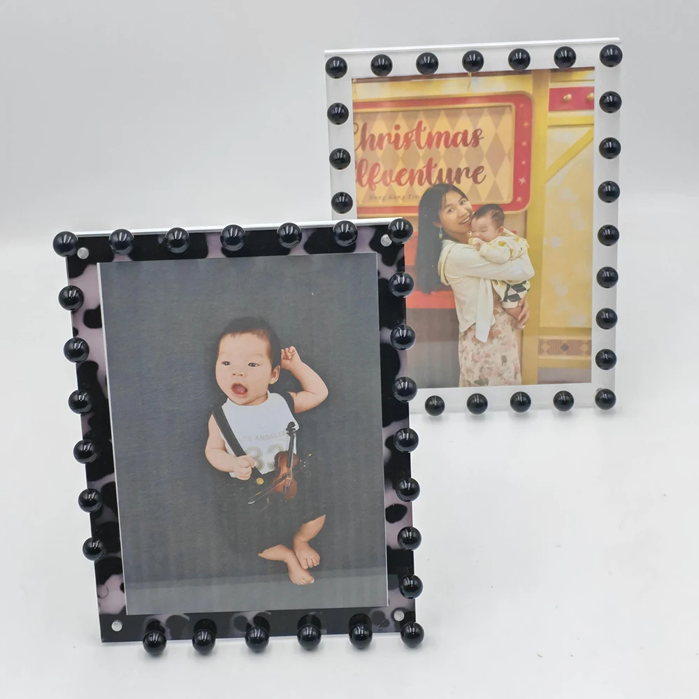 Magnetic Picture Frame Modern Decorative Photo Frame Matted Black Plastic Photo Frame Logo