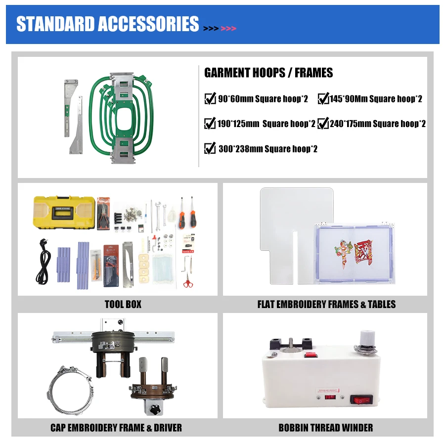 QHM High Quality Computer Controlled Single Head Embroidery Machine New Flat Cap Embroidery Type with 9 Needles for Home Use