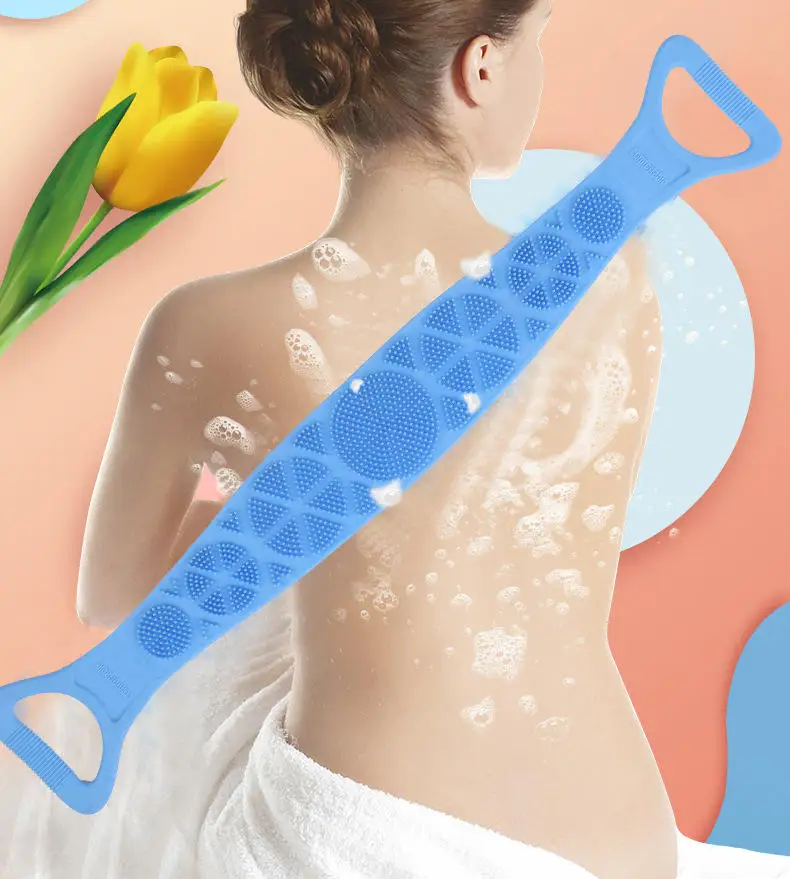 Wash Body Scrub Belt Bath Towel Exfoliating Body Silicone 60CM 70cm 76cm Silicone Back Bath Shower Back Scrubber