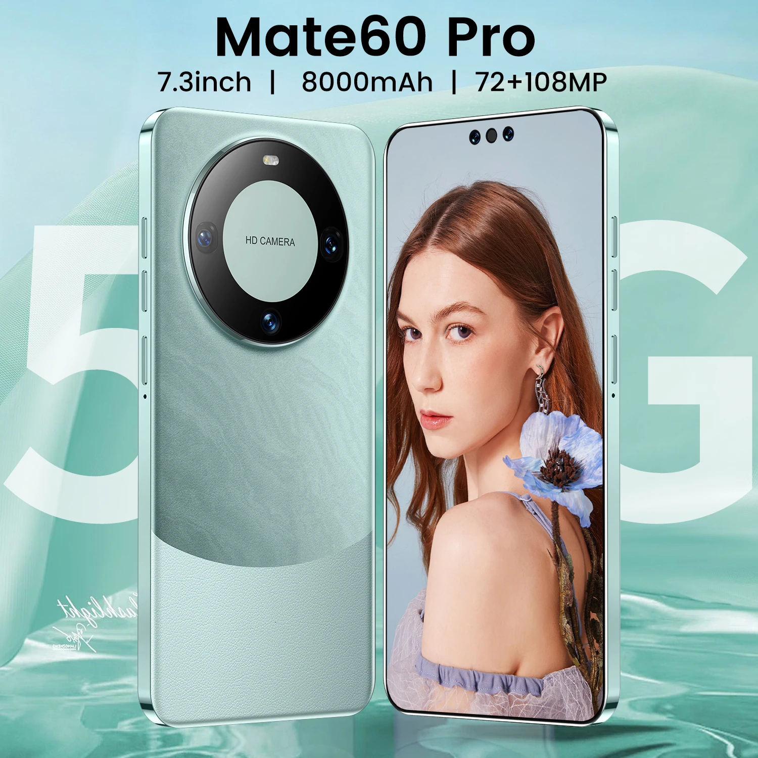 Hot Selling Mate60 Pro SmartPhone 16gb+1tb 48mp+108mp Face Unlock Full Display Android 12.0 Cell Phone Smart Mobile Phone