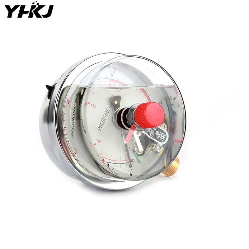 YNXC-100 shock-resistant magnetic-assisted electric contact pressure gauge 1.6MPa air pressure
