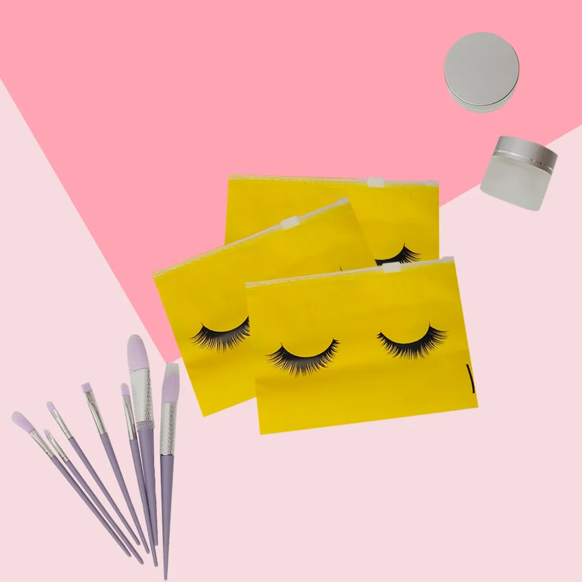 ECO PACK Custom Printing Yellow Eyelash Reusable Plastic Bag for package