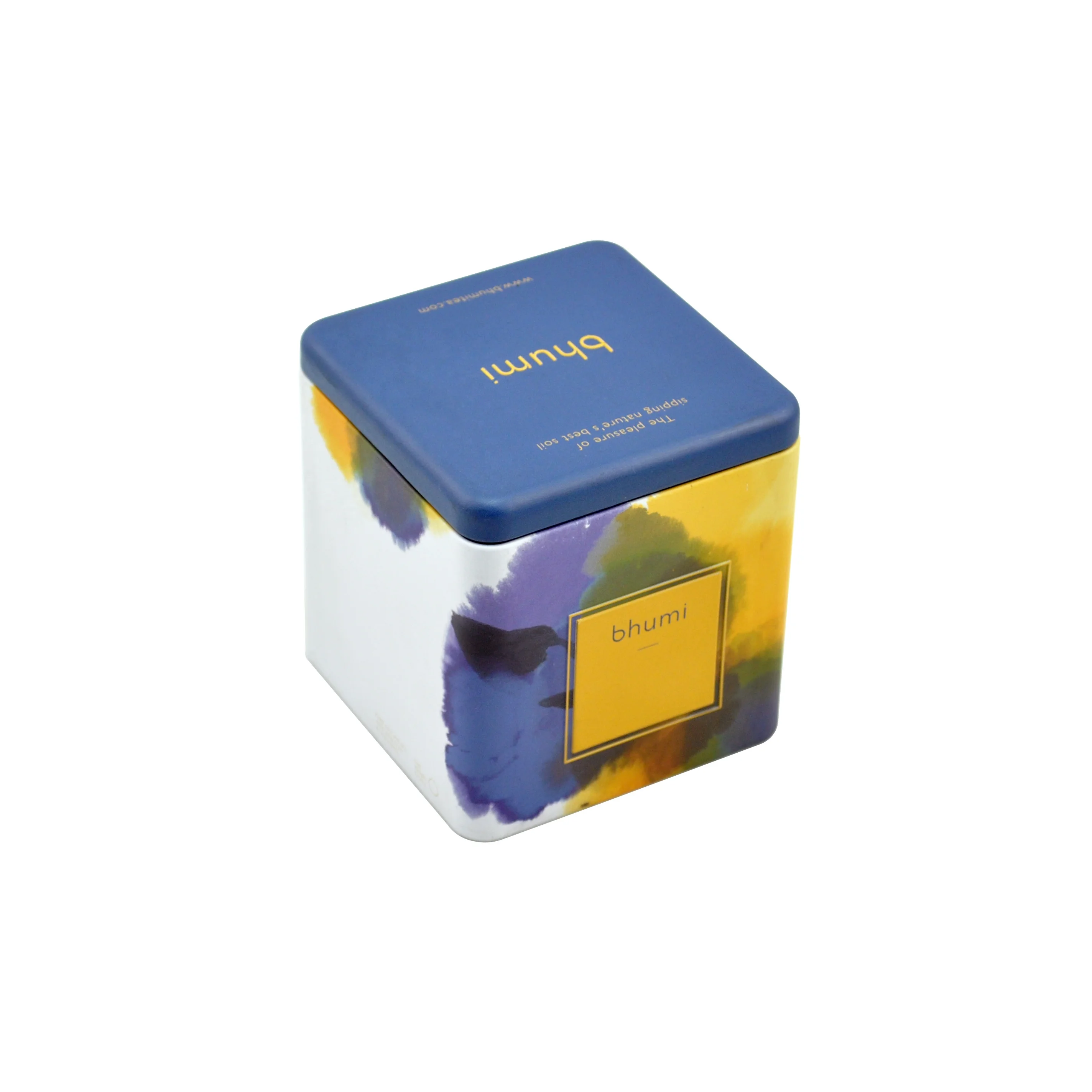 
Custom size printed saffron packaging aluminium tin tea cans in square 