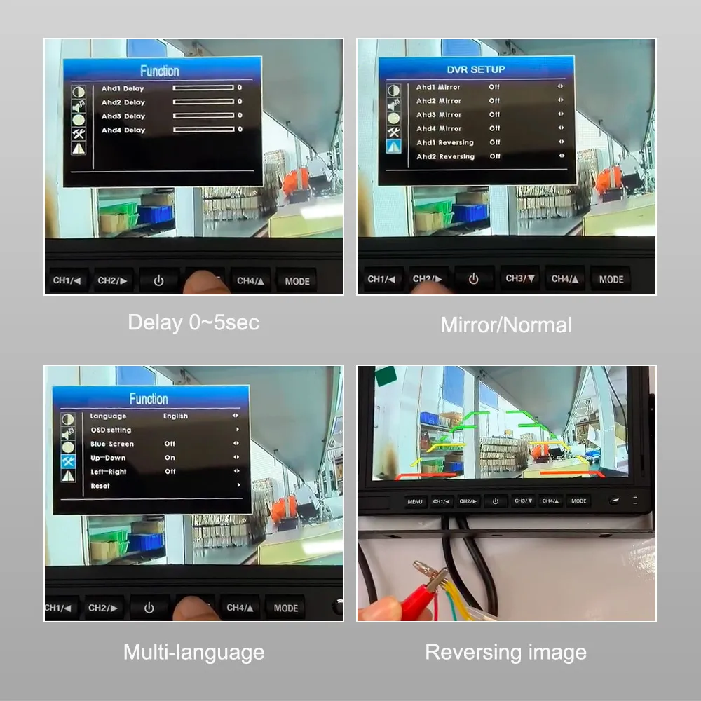 Top quality 9inch quad monitor with touch button rear view 9 inch screen stand alone lcd
