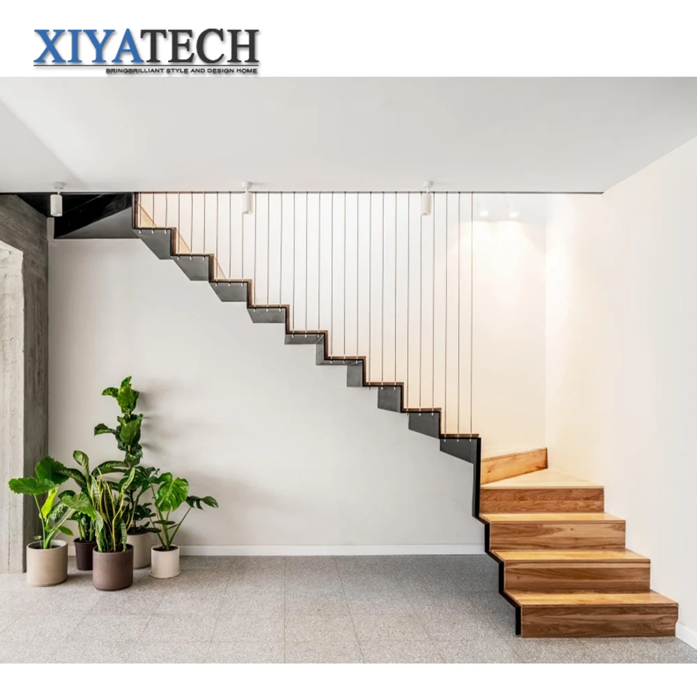 XIYATECH Laminated Spiral Staircase Stair Railing Cost Certified Toughened Wooden Modern Steel Structure Indoor Solid Wood