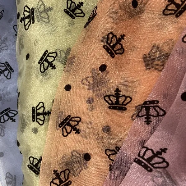 Factory Price Cloths Packaging Flocking Organza Home Textile 100% Polyester Fabric