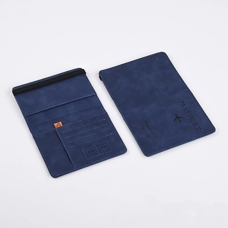 Free Sample High quality Leather Card Wallet Passport Pouch RFID Blocking Passport Holder