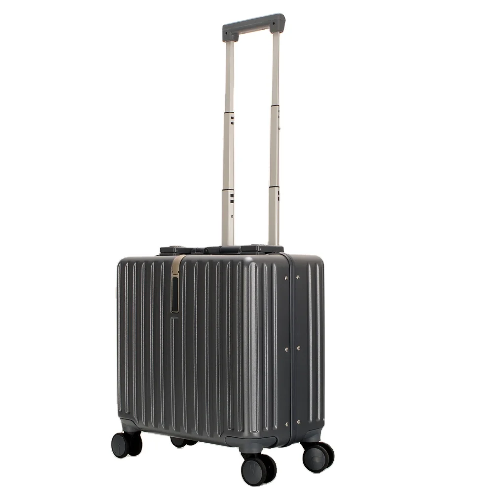 18-Inch High Quality 100% PC New Type Fashionable Aluminum Carry-On Luggage Suitcase with Portable TSA Spinner Valise for Travel